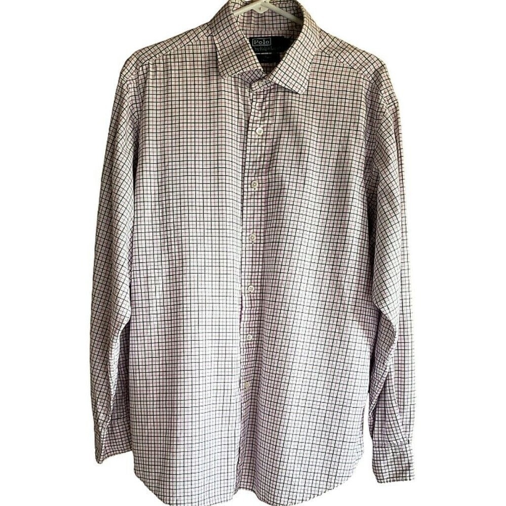 Polo Ralph Lauren Shirt Blue Pink Plaid Mens XL Casual Regent Classic Fit Top